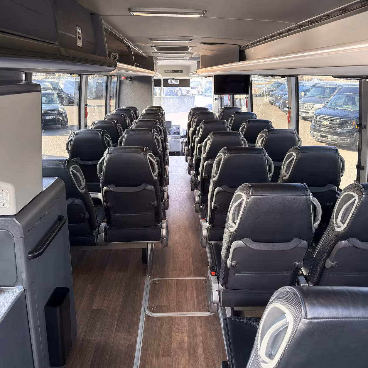 aurora charter bus rental interior